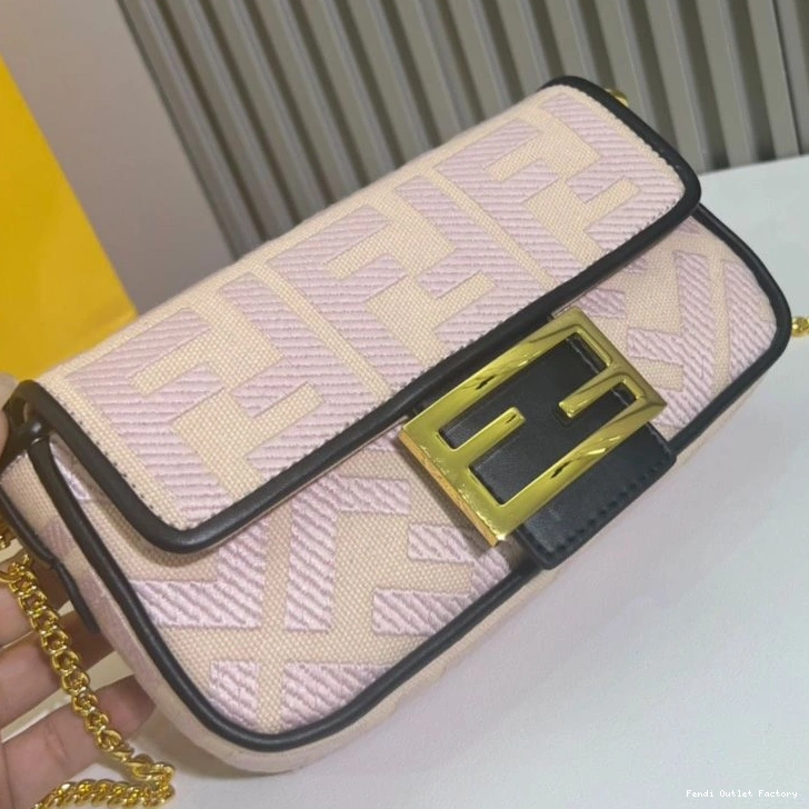 Affordable HOT FF Baguette Cherry In Canvas Bag Motif Fendi Mini 0715